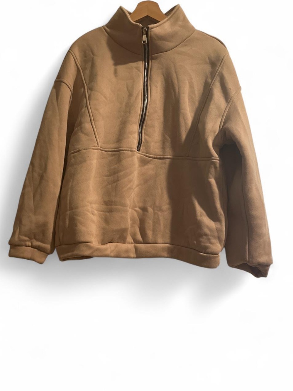 Womens Half-Zip Pullover Sweater Tan